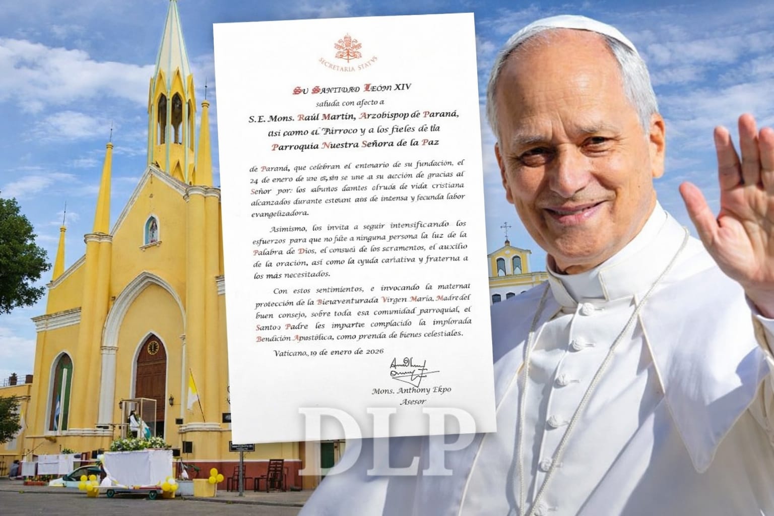 El Papa León XIV saludó a la parroquia de La Paz en su centenario